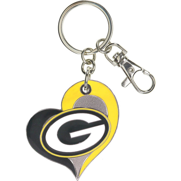 PACKERS SWIRL HEART KEYCHAIN