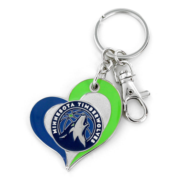 TIMBERWOLVES SWIRL HEART KEYCHAIN