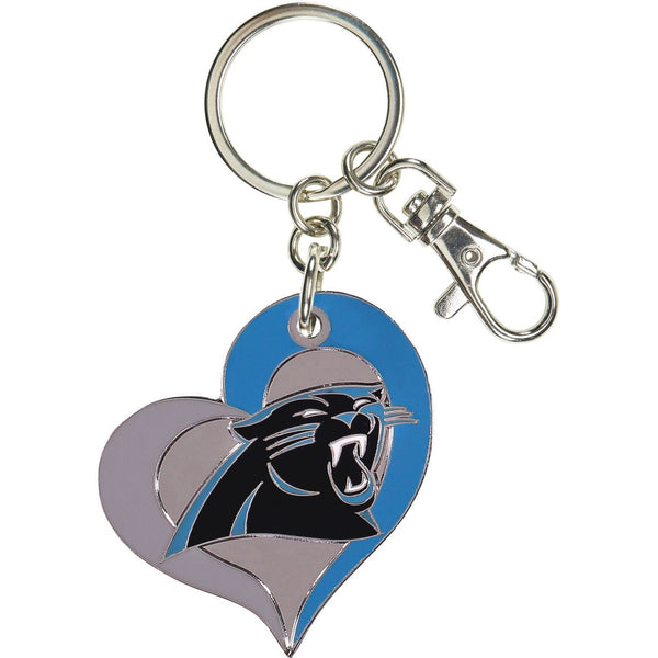 PANTHERS SWIRL HEART KEYCHAIN