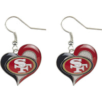 49ERS SWIRL HEART EARRINGS