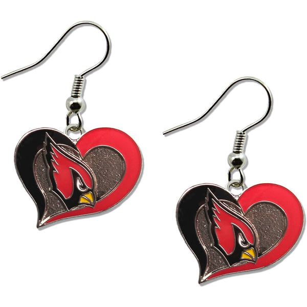 CARDINALS SWIRL HEART EARRINGS