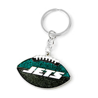 JETS GLITTER FOOTBALL KEYCHAIN