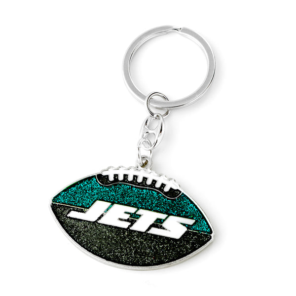 JETS GLITTER FOOTBALL KEYCHAIN
