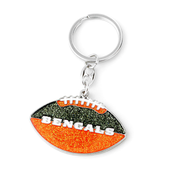 BENGALS GLITTER FOOTBALL KEYCHAIN