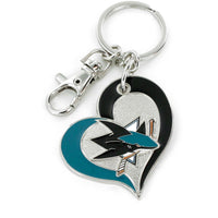 SHARKS SWIRL HEART KEYCHAIN