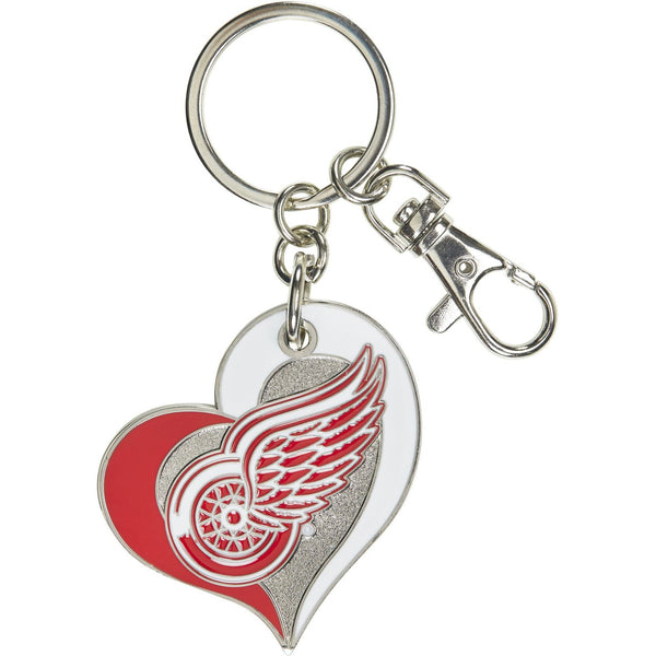 RED WINGS SWIRL HEART KEYCHAIN