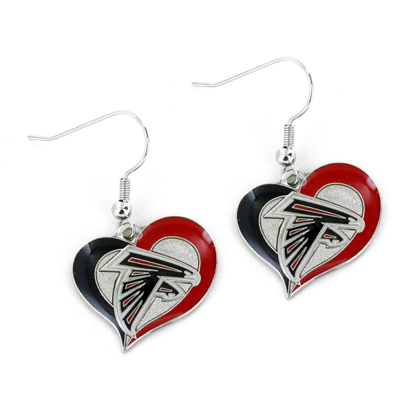 FALCONS SWIRL HEART EARRINGS