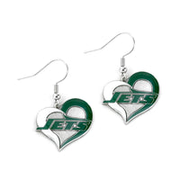 JETS SWIRL HEART EARRINGS