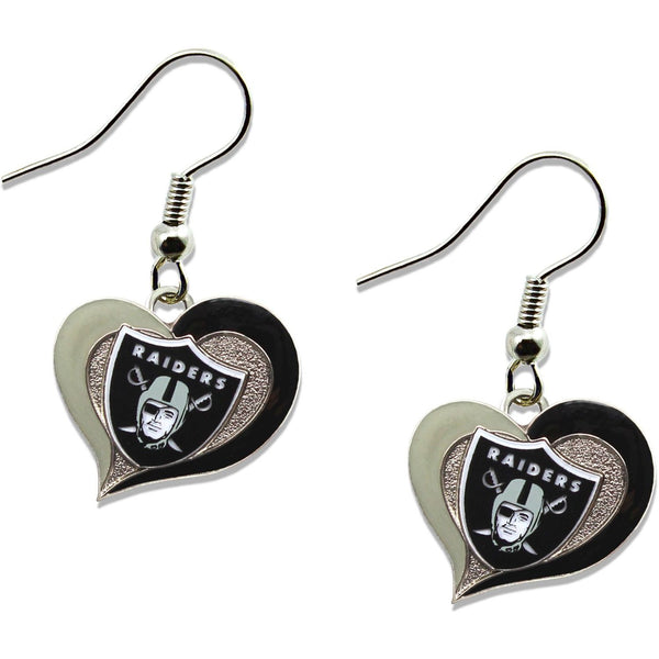 RAIDERS SWIRL HEART EARRINGS