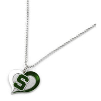 MICHIGAN STATE SWIRL HEART NECKLACE