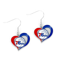 76ERS SWIRL HEART EARRINGS