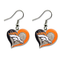 BRONCOS SWIRL HEART EARRINGS