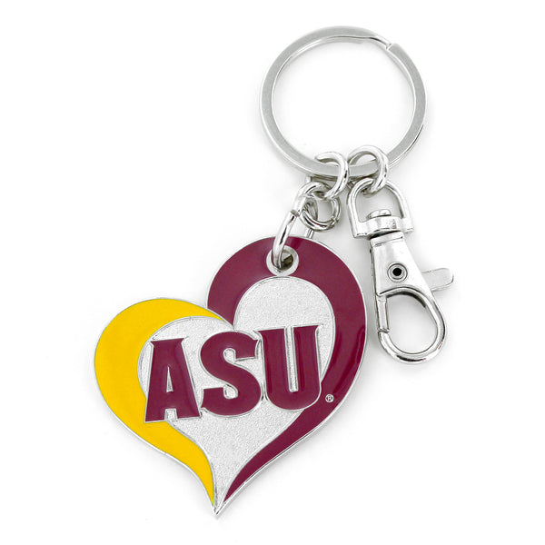 ARIZONA STATE SWIRL HEART KEYCHAIN