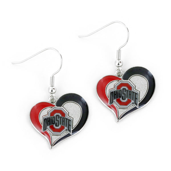 OHIO STATE HEART SWIRL EARRINGS