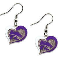 KANSAS STATE SWIRL HEART EARRINGS