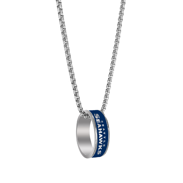 SEAHAWKS (SILVER) FASHION RING PENDANT NECKLACE