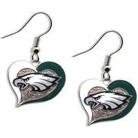 EAGLES SWIRL HEART EARRINGS