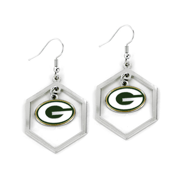 PACKERS HEXAGON CUTOUT EARRING