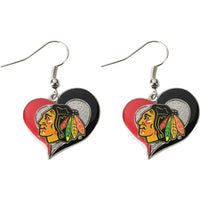 BLACKHAWKS SWIRL HEART EARRINGS