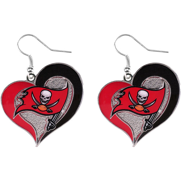 BUCCANEERS SWIRL HEART EARRINGS