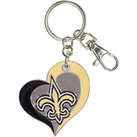 SAINTS SWIRL HEART KEYCHAIN