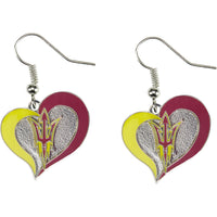 ARIZONA STATE SWIRL HEART EARRINGS