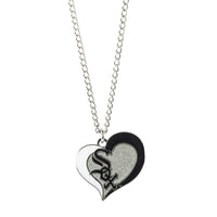 WHITE SOX SWIRL HEART NECKLACE