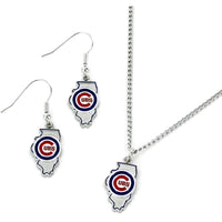 CUBS STATE DESIGN EARRINGS & PENDANT SET