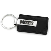 PACKERS BLACK LEATHER KEYCHAIN W/ LASER ENGRAVED LOGO